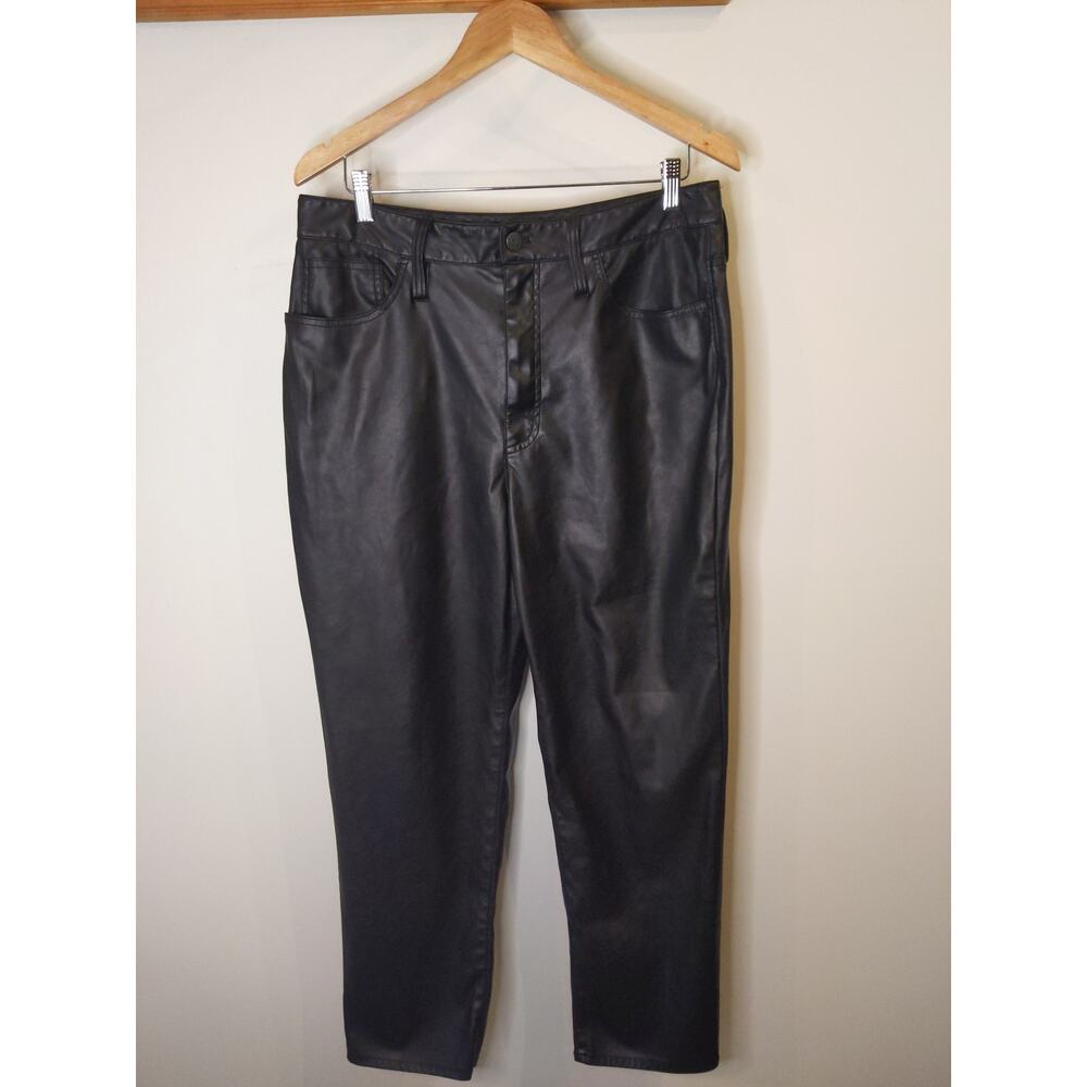MADEWELL Perfect Vintage Straight Faux Leather Jeans 31 Black Edgy Trendy
